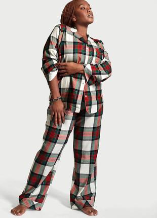 Кольорова фланелева піжама у клітинку victoria's secret shimmer flannel long pj set