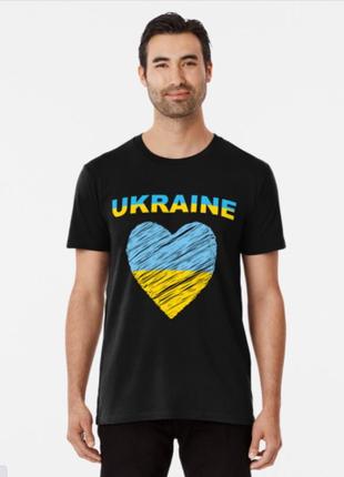 Мужская и женская патриотическая футболка с принтом ukraine, украина сердцечко флаг