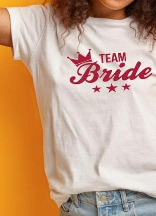 Женская футболка на девичник team bride корона для подружек невесты