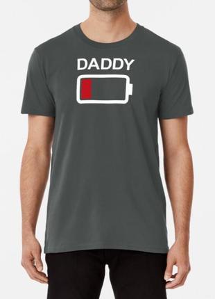 Мужская футболка daddy села батарейка черный s6 фото