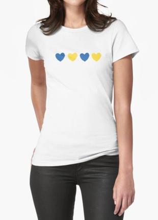 Женская патриотическая футболка с принтом сердечки украина черный s3 фото