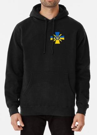 Худі товстовка унісекс з патріотичним принтом зсу армія прапор україни чорний xs