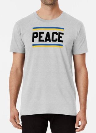 Мужская и женская патриотическая футболка с принтом peace ukraine мир украине5 фото