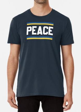 Мужская и женская патриотическая футболка с принтом peace ukraine мир украине6 фото