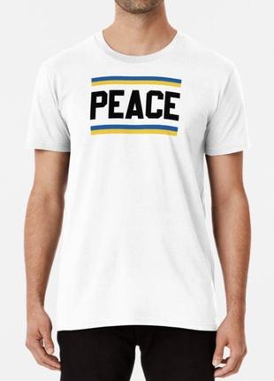 Мужская и женская патриотическая футболка с принтом peace ukraine мир украине4 фото