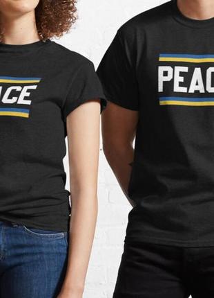 Мужская и женская патриотическая футболка с принтом peace ukraine мир украине8 фото
