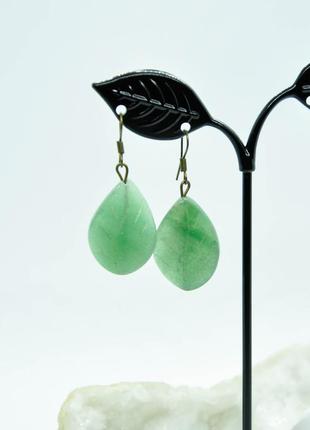 Сережки з авантюрином. сережки авантюрин. арт. 77585