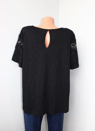 Блуза футболка черная бебидолл трикотаж меланж широкий ажур, турция (2768)3 фото