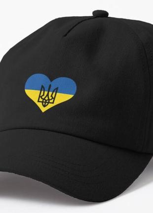Кепка унисекс с патриотическим принтом сердце украины герб
