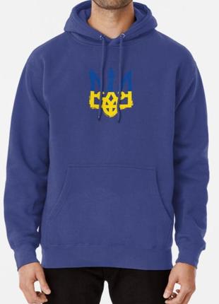 Худи толстовка унисекс с патриотическим принтом герб украины сине-жёлтый
