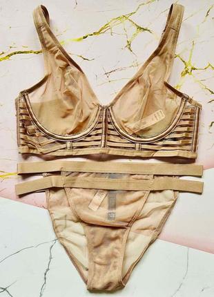 Бежевый комплект victoria's secret виктория сикрет luxe lingerie🥰🌺