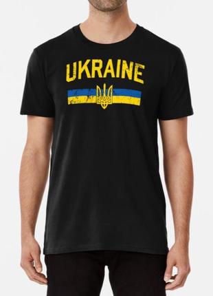Мужская и женская патриотическая футболка с принтом ukraine флаг и герб украины