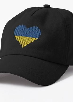 Кепка унисекс с патриотическим принтом флаг украины сердечко