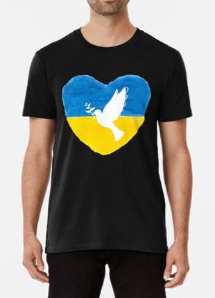 Мужская и женская патриотическая футболка с принтом голубь мира, мир украине, peace ukraine