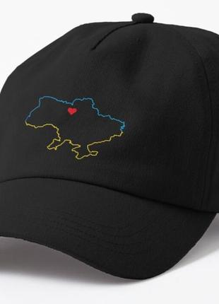 Кепка унісекс з патріотичним принтом контурна карта україни, київ серце україни