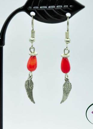 Сережки з коралами. сережки корал