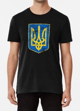 Мужская и женская патриотическая футболка с принтом классический герб украины трезубец
