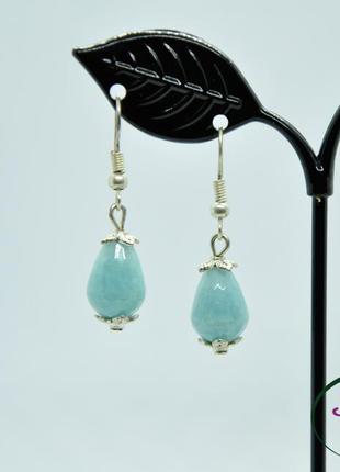 Сережки з аквамарином. сережки аквамарин арт. 77434