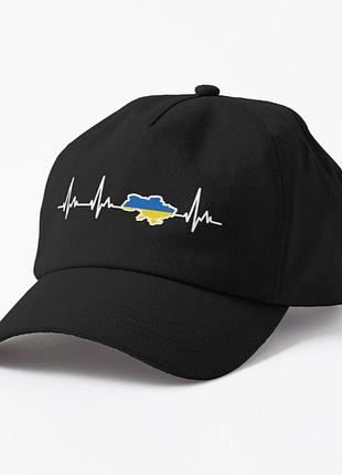 Кепка унисекс с патриотическим принтом кардиограмма украина