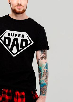 Чоловіча футболка супер батько super dad 3 чорний s