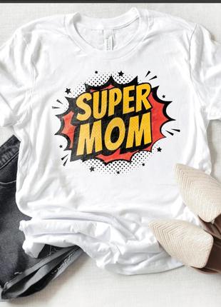 Женская футболка супер мама, для мамы super mom