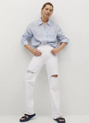 Белые джинсы клёш рваные от mango р 38