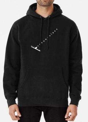 Худі товстовка унісекс з патріотичним принтом чорнобаївка граблі чорний xs