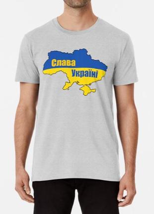 Мужская и женская патриотическая футболка с принтом слава україні мапа прапор5 фото
