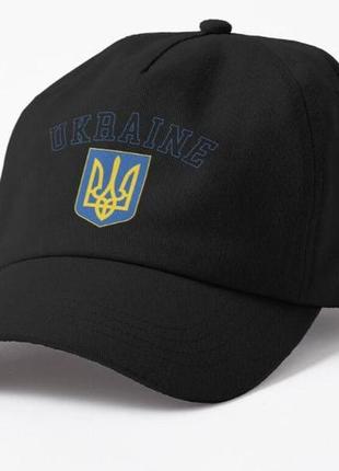 Кепка унісекс з патріотичним принтом ukraine, герб україни 2 чорний1 фото