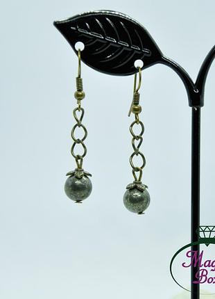 Сережки з піритом. сережки пірит арт. 77437