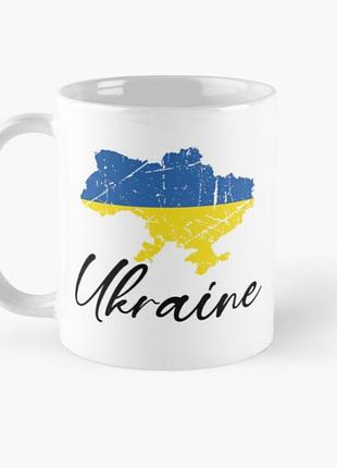 Чашка керамическая кружка с принтом ukraine map карта украины белая 330 мл