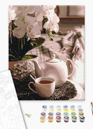 Картина за номерами 40х50 на дерев'яному підрамнику "чаювання в орхідеях" bs51831