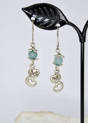 Сережки з аквамарином. сережки аквамарин арт. 77623