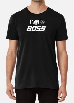 Мужская футболка с принтом i`m the boss mercedes мерседес