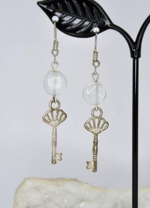 Серьги с горным хрусталем. серьги горный хрусталь. арт. 77621