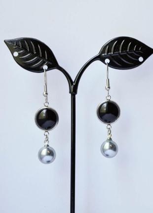 Серьги из медицинской стали с агатом, опалитом арт. 77810