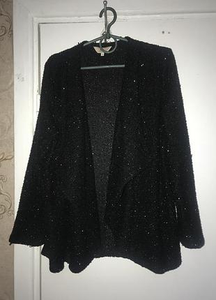 Кардиган светр свитер теплий блеск блиск чорний в&rsquo;язаний