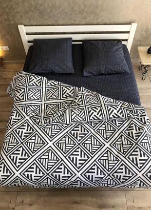 Полуторний комплект постільної білизни 150х220 ромб абстракція геометричні бязь голд люкс "віталіна"