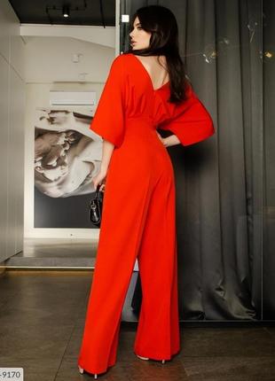 Комбинезон женский брючный нарядный вечерний с брюками клеш широкими больших  размеров 48-52 арт 2012 фото