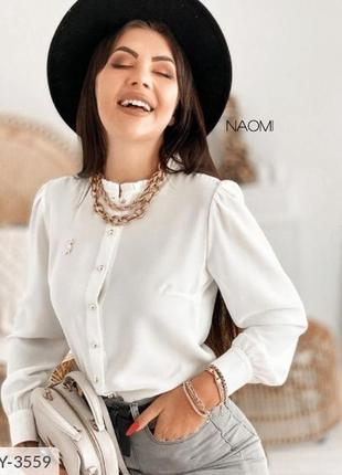 Блуза женская стильная деловая красивая эффектная с длинным рукавом в деловом стиле размеры 42-48 арт-35603 фото