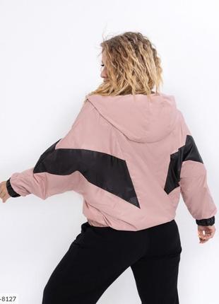 Куртка ветровка  женская короткая стильная спортивная двухцветная на подкладке большие размеры 50-64 арт-812710 фото