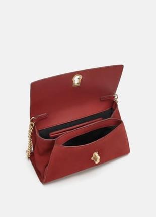 Шикарная сумка красного цвета zara, натуральная кожа и замша3 фото