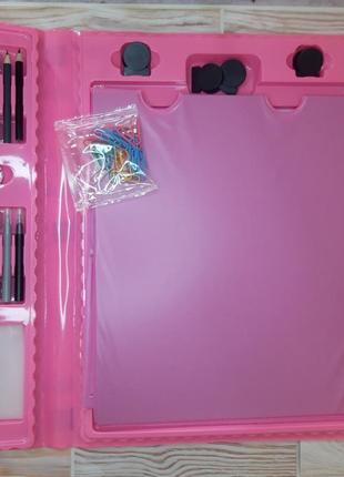 Набір для малювання та творчості з мольбертом у валізці 208 предметів super mega art рожевий (живі фото)6 фото