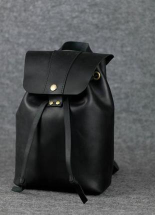 Кожа. ручная работа. кожаный женский черный рюкзак, рюкзачок.1 фото