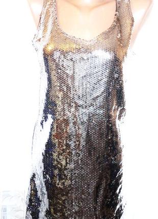 Серебристое платье паетки amour р.s-m  (ог 80-92, дл.76)