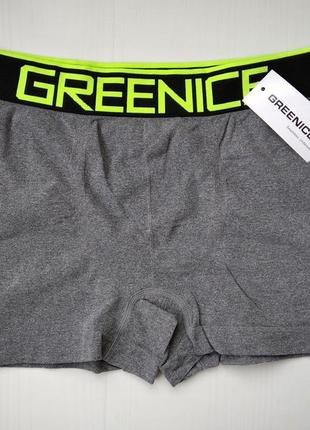 Боксеры мужские greenice бесшовные серый с черно-зеленым поясом m\l 4629