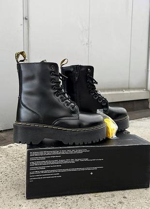 Черевики жіночі зимні мартінс жадон чорні, dr.martens Leopard jadon black winter, ботинки женские зимние чёрные мартинс жадон