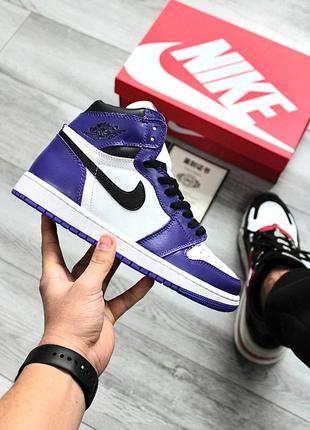 Кросівки nike air jordan 1 violet1 фото