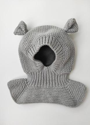 Шапка шлем детская зимняя из мериносовой шерсти