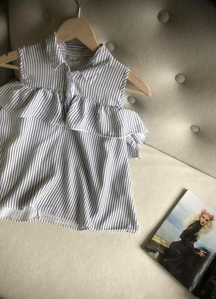 Блуза с рюшами в полоску3 фото